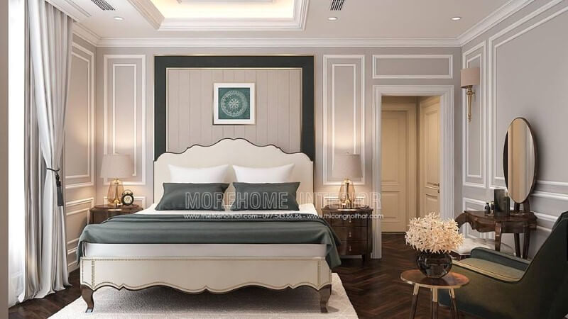 Trang trí nội thất phòng ngủ tân cổ điển sang trọng, quý phái. Thiết kế chung cư