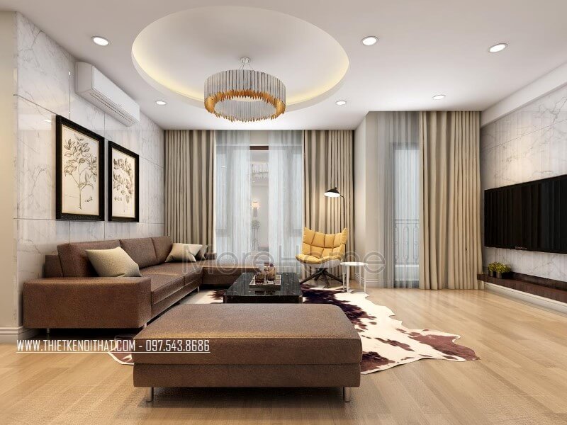 Nội thất phòng khách chung cư phong cách hiện đại là một trong những thiết kế nổi bật mang đến cảm giác sang trọng và thoải mái cho gia chủ Gợi ý các mẫu thiết kế phòng khách ưa chuộng nhất hiện nay