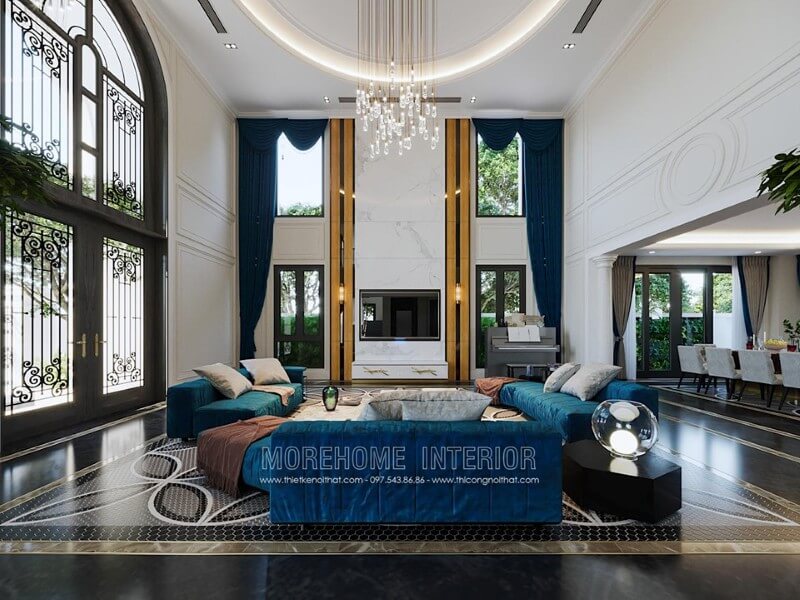 Thiết kế nội thất phòng khách sang trọng và đẳng cấp là những gì Morehome đã mang đến cho gia chủ tại biệt thự Hải Phòng. Gợi ý các mẫu thiết kế phòng khách ưa chuộng nhất hiện nay
