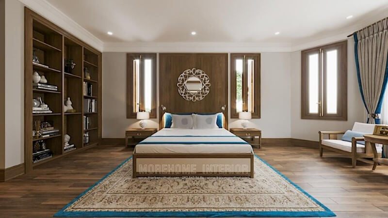Mẫu giường ngủ cao cấp có thiết kế đặc biệt với chất liệu gỗ óc và tab đầu giường tiện lợi và sang trọng.